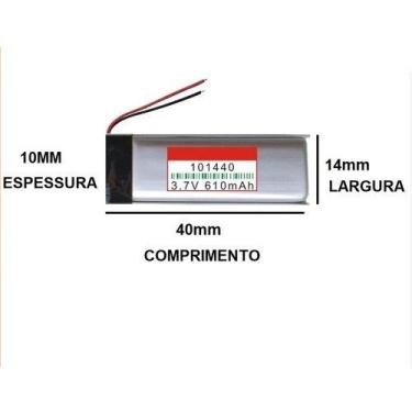 Imagem de Bateria 3,7v 610mah 10mm X 14mm X 40mm 101440 2 Fios - bgb