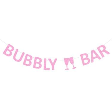 Imagem de Faixa de barra borbulhante com glitter pré-amarrado Mimosa Bar Banner chá de panela despedida de solteira para champanhe bebidas festa bar Mimosa chá de panela e decoração de despedida de solteira