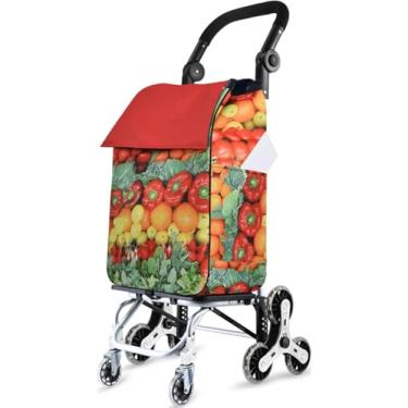Imagem de Carrinho De Compras Leve Dobrável Carrinho De Compras Com Estrutura De Liga De Alumínio Carrinho De Escalador De Escadas Com 8 Rodas E Bolsa Destacável