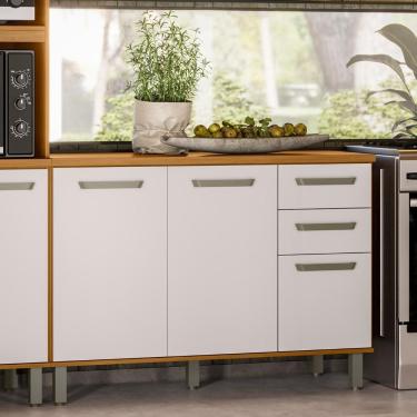 Imagem de Balcão De Cozinha E Tampo 120cm Rita Freijó/off Acetinado Z44 - Mpozenato