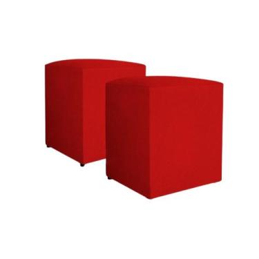 Imagem de Puff Decorativo Cubo Banqueta Tecido Macio Madeira Cores - DW Confecçõ