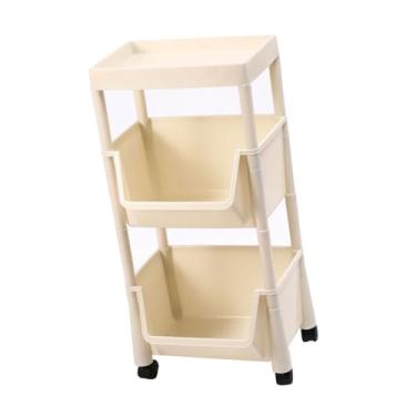 Imagem de Zerodis Prateleira de Mancal Radical Usou Material Simples para Acessórios de Banheiro de Plástico de Cozinha (Três camadas brancas cremosas)