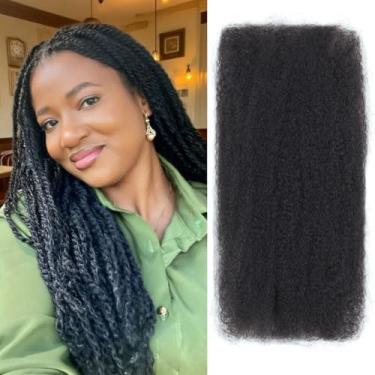 Imagem de QUISDUIS Cabelo Humano Afro Kinkys A Granel, 18 Polegadas, 50 Gramas, 4C, Cabelo Cacheado Para Permanentes Sister Locs/Mini Twists/Tranças, Pode Ser Tingido E Descolorido (Preto Natural, 18 Polegada