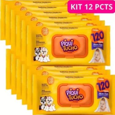 Imagem de kit 12 Pacotes Lenço Umidecido Piquitucho 120 Folhas