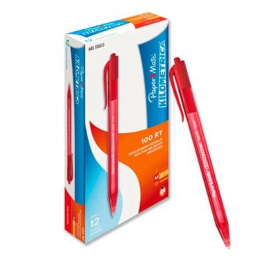 Imagem de Caneta Retrátil Kilometrica 100 Rt 1.0mm Media Vermelha - paper mate