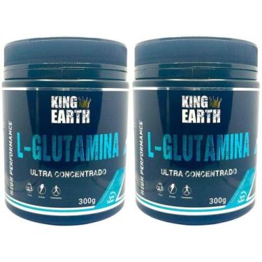 Imagem de Kit 2 L-Glutamina 300g 100%Pura - King Earth - Rei Terra