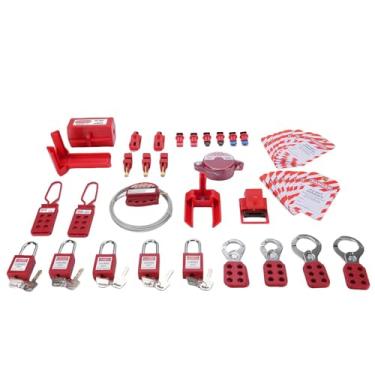 Imagem de Cryfokt Kit de Etiqueta de Bloqueio Industrial, Bloqueio Kits de Tag de Tag Elétrica Com Cadeados de Segurança, Bloqueio de Grupo Hasps, Bloquear Tags Tags para Bloqueios Elétricos