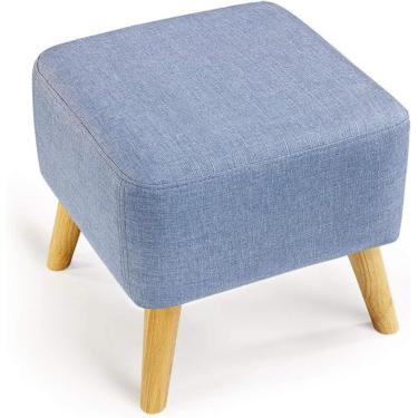 Imagem de Puff Quadrado Suporte De Madeira Estofado Puff Cadeira Banqueta Capa De Tecido 4 Pernas E Capa De Linho Removível, Grass Green, One Size