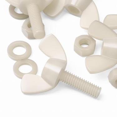 Imagem de Borboleta de nylon 50x, porca de asa com rosca, parafusos de máquina, inclui porcas e arruelas, M6 x 20 mm, 15/64" x 25/32