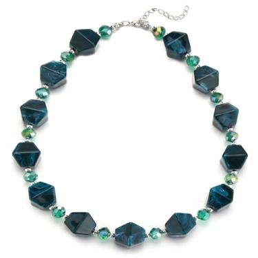 Imagem de Errally Colares de contas grossas para mulheres, colar boêmio, com contas coloridas de cristal de resina, presentes de aniversário, bijuterias para mulheres, Resina, Sem Pedra Preciosa