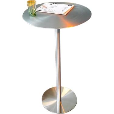 Imagem de Pub Redondo Jantar Alto Café Da Manhã Bar Cozinha Balcão Altura Café Aço Inoxidável Coquetel Bistrô Lado Alto, One Color, 50x50x75cm