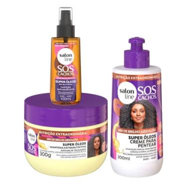 Imagem de Kit Super Óleos com Creme de Pentear 300ml + Manteiga + Óleo 100ml - Brilho e Nutrição Salon Line