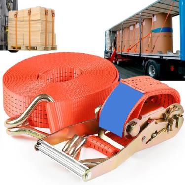 Imagem de Kit 5 Peças Cinta De Amarrar Carga De Caminhão 5 Ton 50mm Rabicho J Re