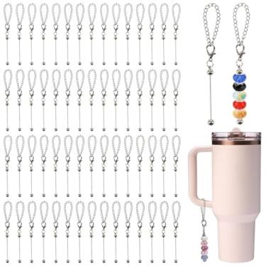 Imagem de EUDORALIFE 60 peças de berloques de contas para copos compatíveis com Stanley Charm acessórios com alça de copo, chaveiros com contas de prata, corrente de barra a granel, acessórios de garrafa de