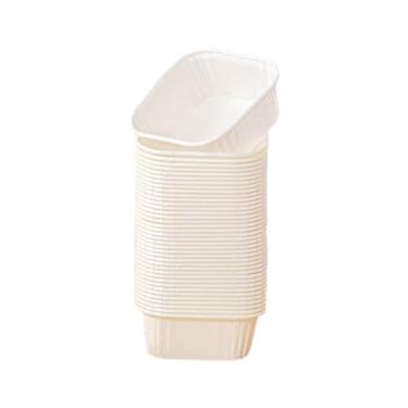 Imagem de Baoblaze 50 pçs forros de cupcake cozimento copos de papel suportes resistentes ao calor diy nenhum cheiro caixa de embalagem de bolo quadrado para férias de