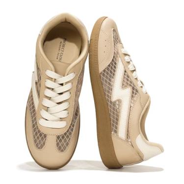 Imagem de Project Cloud Tênis feminino com cadarço feminino moderno com palmilha de espuma viscoelástica, tênis feminino antiderrapante (Irita), Malha nude, 35