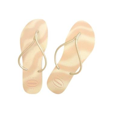 Imagem de Chinelo Havaianas Tube Gloss Feminino - Cor Bege Palha - Tamanho 35/36