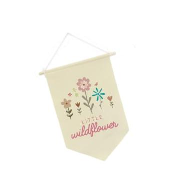 Imagem de Gralara Bandeira de flores silvestres, decoração para quarto de bebê, placa de parede, flâmula pendurada para sala de jogos, berçário, adolescentes e crianças