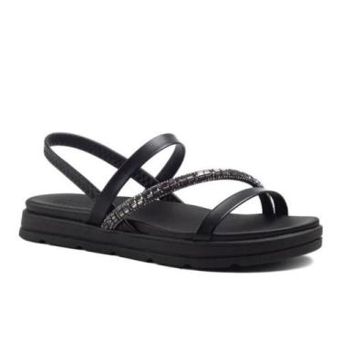 Imagem de Sandália Plataforma Preto Salto Flatform Conforto Moleca Papete, Preto