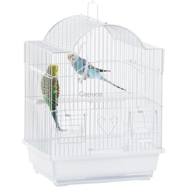 Imagem de Capuca Gaiola de viagem para pássaros pequenos, leve, kit para iniciantes com gaiolas e acessórios, ótimo para periquitos, periquitos, papagaios, tentilhões, canários, bandeja de plástico removível