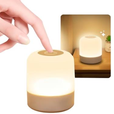 Imagem de Luminária de Mesa Abajur de Cabeçeira com 3 Modos de Iluminação 360° LED Botão Touch Sem Fio Recarregável Para Criado Mudo, Estudos, Trabalho, Quarto, Escritório, Sala, Decoração e Leitura (8,5x7cm)