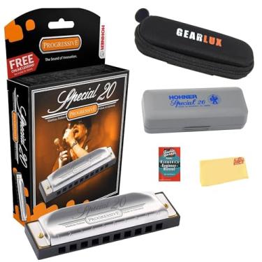 Imagem de Gaita Hohner Special 20 Pacote clave A com estojo, bolsa, manual online (sem garantia de versão em português) e pano de polimento Austin Bazaar