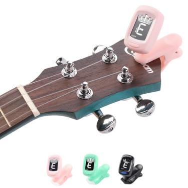 Imagem de AXLOFO® Afinador de guitarra com clipe para todos os instrumentos, ukulele, guitarra, baixo, bandolim, violino, banjo, visor LCD, rotação de 360 graus, rápido e preciso (rosa)
