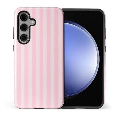 Imagem de WANKBLC Capa brilhante compatível com Samsung Galaxy S25 Plus para meninas e meninos, design de corpo inteiro, silicone macio, proteção contra arranhões, estampa maluca, creme e listras rosa, linha