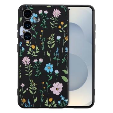 Imagem de RALEAVO Capa para Samsung Galaxy S24 Plus, linda capa floral com estampa de flores cosmos, capa de telefone de silicone líquido para meninas e mulheres, capa protetora de borracha macia para S24 Plus