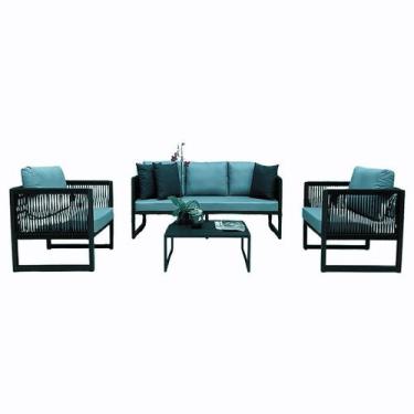 Imagem de Conjunto de Sofá Belga 2 Poltronas Corda Náutica + Mesinha Área Extern