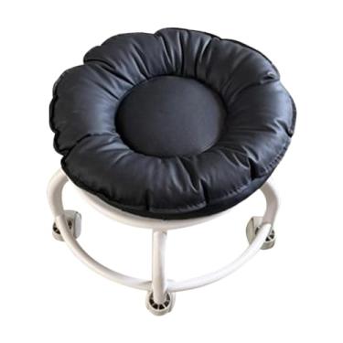 Imagem de Llazsybz Banco Giratório 360° com Rodas Universais, Pequeno Banco Multiuso, Ideal para Pedicure, Salão de Beleza E Cabeleireiro, Preto, Tamanho real