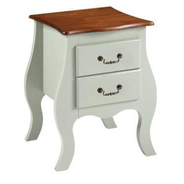 Imagem de Cômoda Bombê Mini 2 Gavetas - Nude (Off-White) com tampo Imbuia Glazer