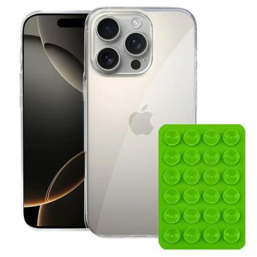 Imagem de Kit Capa Crystal Slim Para Iphone 16 Pro + Ventosa - Verde