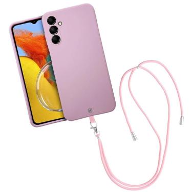 Imagem de Kit Capa Silicon Veloz Para Samsung Galaxy M14 + Cordão Phone Strap Flex - Rosa - Gshield