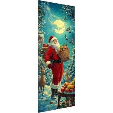 Imagem de Zariocy Kits de arte de diamante grande 5D para adultos Papai Noel, arte de pintura de diamante DIY redondo de Natal broca completa diamante bordado pinturas artísticas artesanato para decoração de