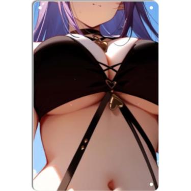 Imagem de DKLOWK Bikini Sexy Anime Girl Hot Metal Poster Placa de Decoração de Parede para Casa Bar Clube Quarto Banheiro Homem Caverna Otaku 20 x 30 cm
