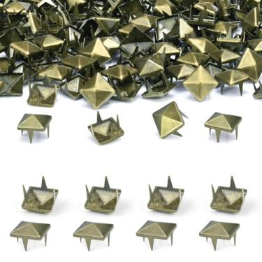 Imagem de 500 peças de tachas quadradas de pirâmide de 8 mm para roupas, garra de metal, rebites de pregos, para roupas punk rock, bolsa de sapatos de couro, acessórios de artesanato DIY (Bronze)