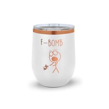 Imagem de SpreadPassion Copo de vinho F-bomb' – Aço inoxidável, isolado a vácuo, presente de mordaça para amigos e despedidas de solteira (branco)