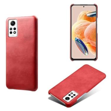 Imagem de Capa para Xiaomi Redmi NOTE 12 Pro 4G,Proteção contra quedas,Casca de volta de cor sólida simples,Design de couro de imitação de plástico-Red