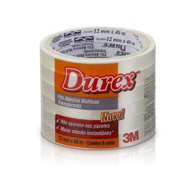 Imagem de Fita Durex 12x40m Transparente 3M 6 Rolos