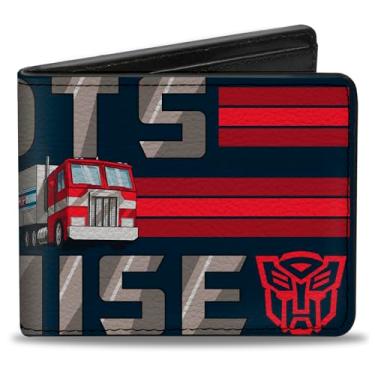 Imagem de Carteira Transformers, Bifold, Transformers Optimus Prime Robots In Disguise Icons Blue Reds, Couro Vegano
