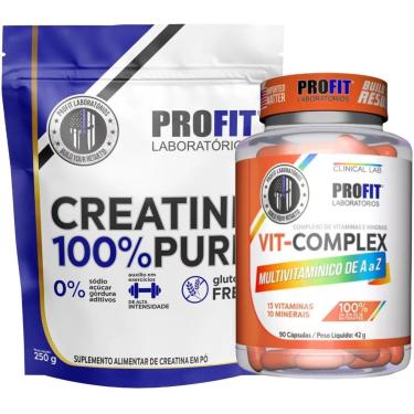 Imagem de CREATINA PURA 250G l MULTIVITAMÍNICO VIT COMPLEX 90 CÁPSULAS l PROFIT-Unissex