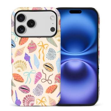 Imagem de ZHEGAILIAN Capa compatível com 17 Pro, capa rígida híbrida de 2 camadas, para meninas, meninos, mulheres, homens, praia, tropical, vintage, concha