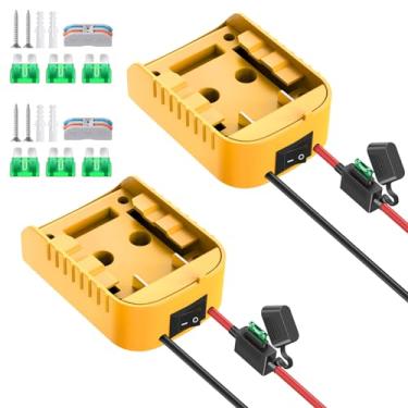 Imagem de KOEZEOI 2 pacotes de adaptadores de rodas elétricas para Dewalt 20V adaptador de bateria Power Wheels kit conversor de bateria com fusível, interruptor e terminais de fio, fio 12AWG, para brinquedos