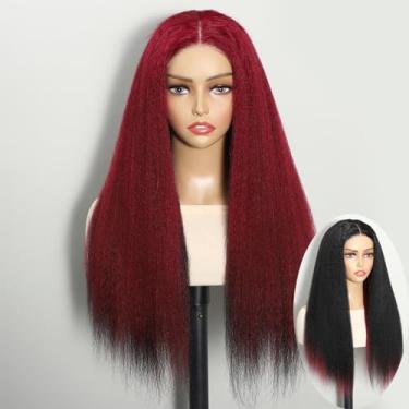 Imagem de Sogram Peruca de cabelo humano liso Yaki sem cola Wear and Go Peruca de cabelo humano sem cola transparente HD Lace Wig 4x4 Kinky Straight Lace Closure Perucas cabelo humano 180% densidade 22