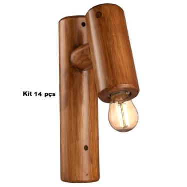 Imagem de Kit 14 Arandelas De Madeira Rustica - Jn Artes Rústicas