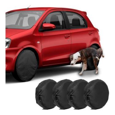 Imagem de kIT 4un Capa Protetor de Roda Pneu Aro 13 e 14 Impermeável Xixi Cachor
