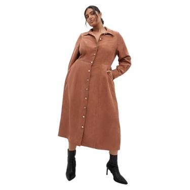 Imagem de City Chic Vestido feminino plus size - Leia manga comprida midi, Conhaque, 58