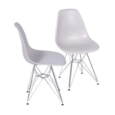 Imagem de Kit 2 Cadeiras DKR Base Cromada (Bege)