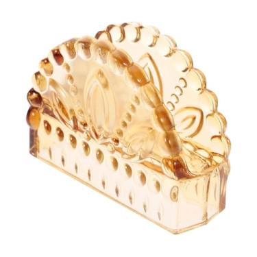 Imagem de Porta-guardanapos de vidro de cristal – elegante clipe de toalha de papel de mesa para hotéis e restaurantes ocidentais porta-guardanapos (âmbar)